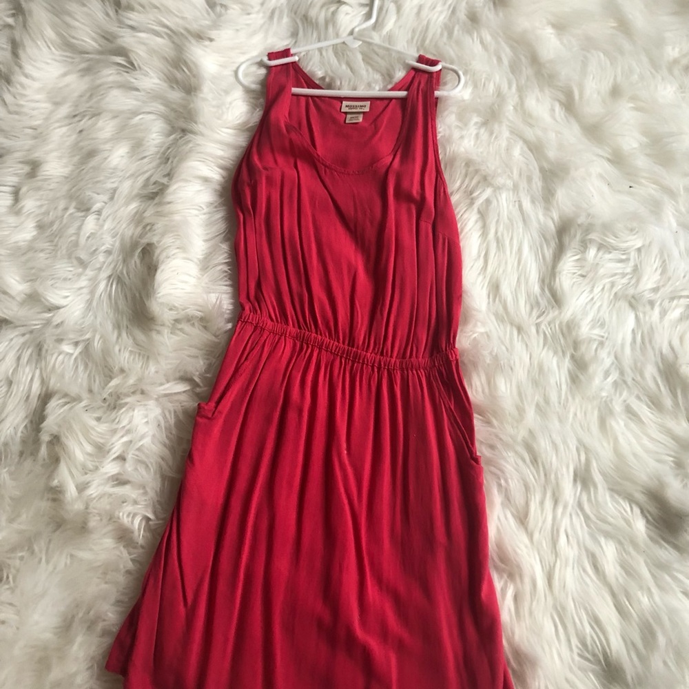 Salmon teenage girls dress. Mid-knee length